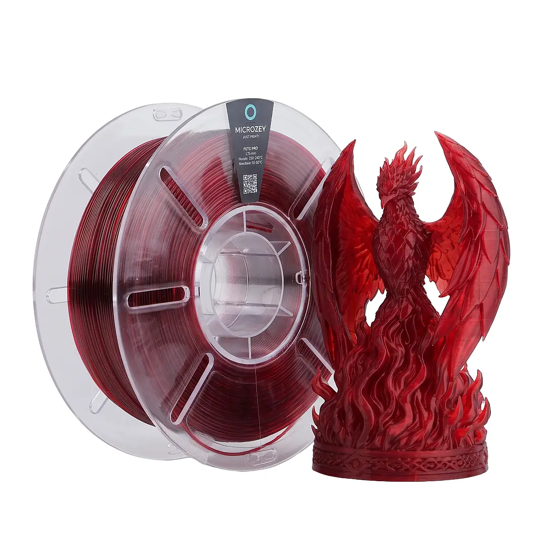 HS PETG Şeffaf Kırmızı - 1.75 mm - 1 KG Filament - 1